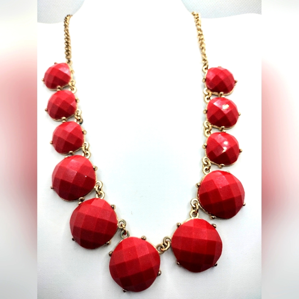 Fashion Boho Chic Casual Style Bright Cranberry Square Necklace